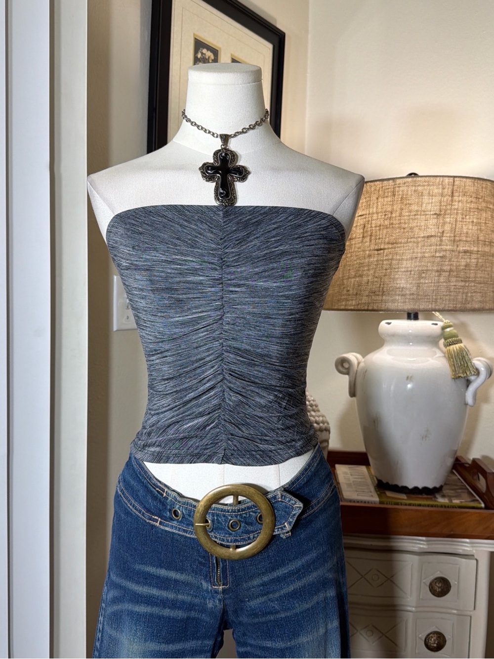 Hot Kiss Gray Strapless Ruched Tube Top - Women
